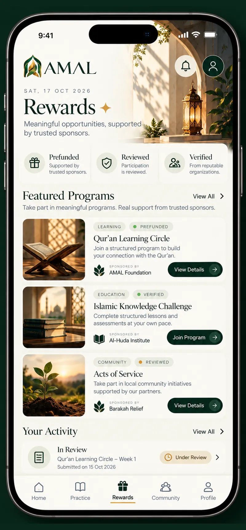 Rewards: featured sponsored programs supported by trusted sponsors.